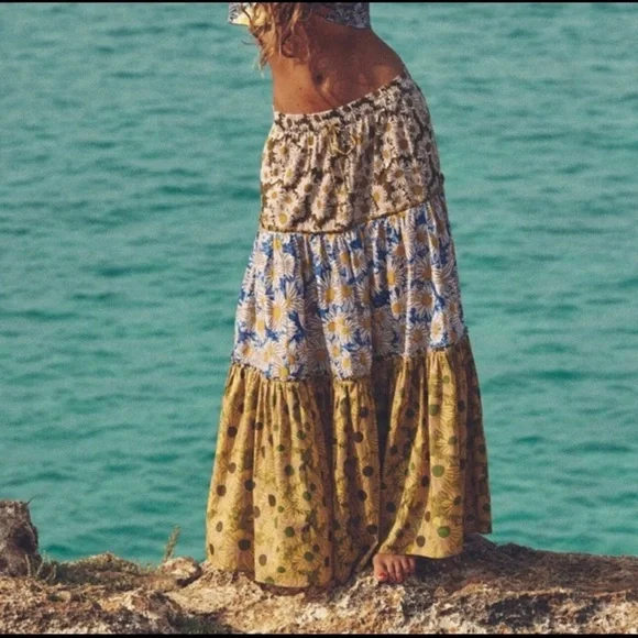 Zara Two Piece Boho Set | Twist Crop Top & Maxi Skirt | M/S - Picture 7 of 10